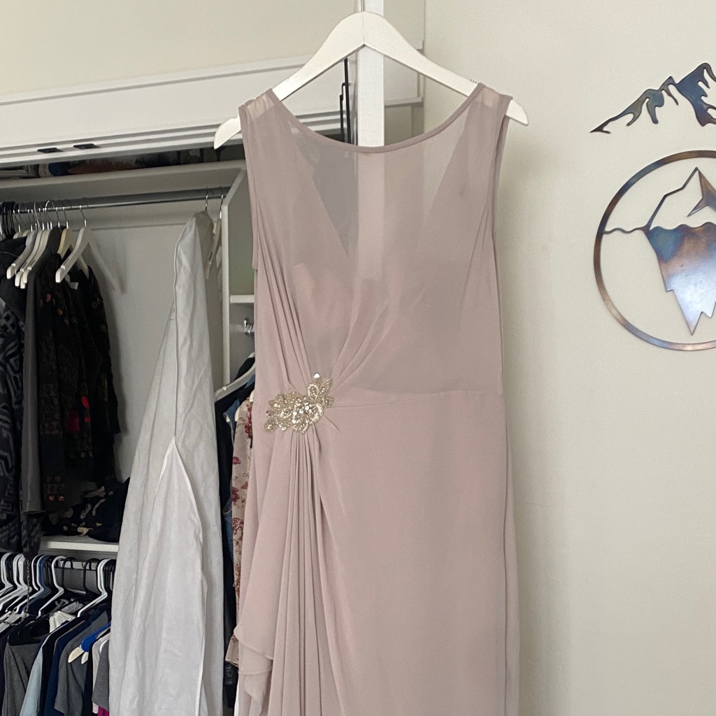 Allure Bridals Sleeveless Taupe Maxi Dress